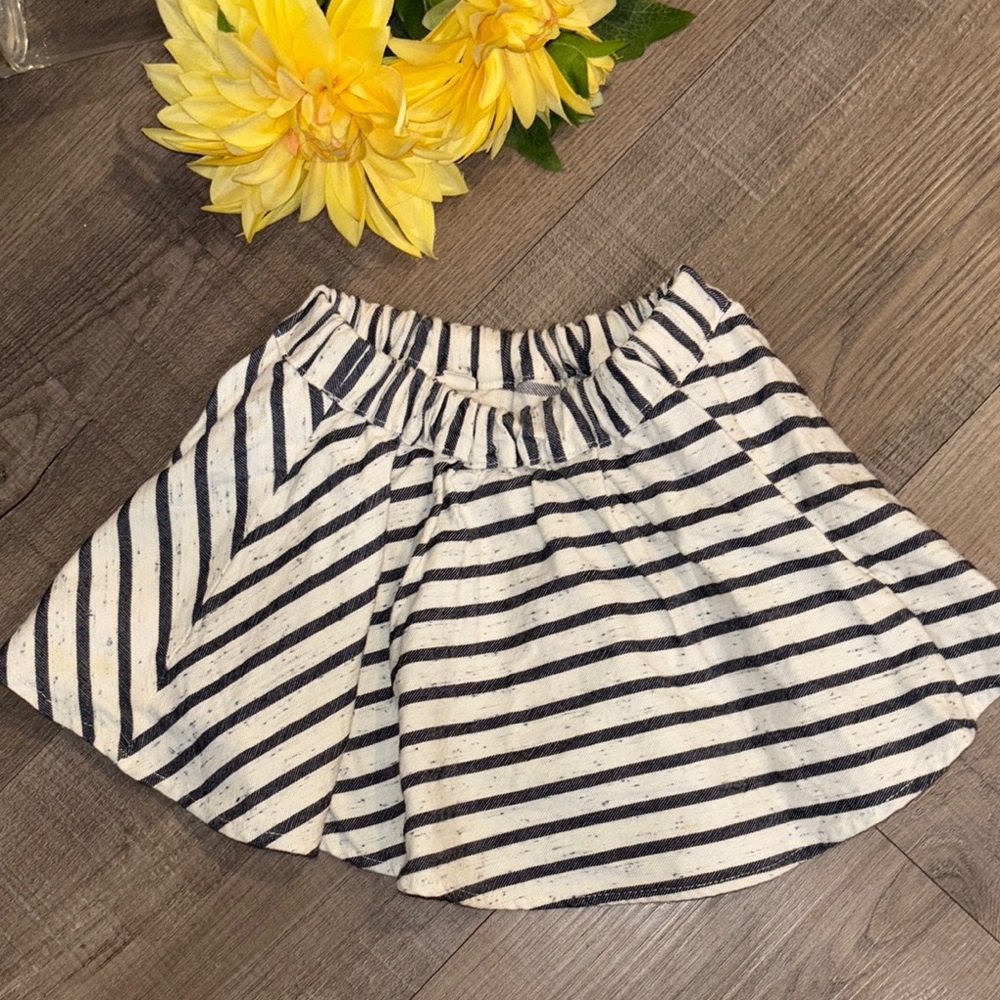 Navy and White Striped Women's Skater Skirt